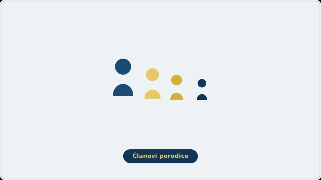 Ilustracija četiri porodične figure, simbol članova porodice u postupku spajanja