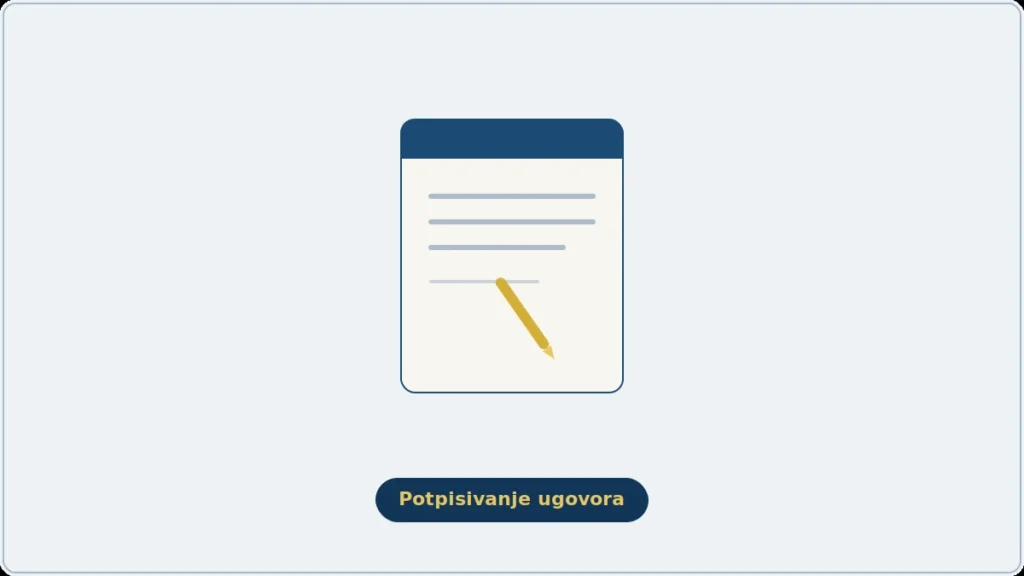 Ilustracija dokumenta i olovke, simbol potpisivanja ugovora o zakupu