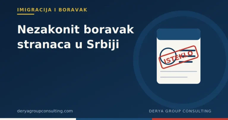 Dokument sa crvenim pečatom Isteklo, ilustracija koja predstavlja nezakonit boravak stranaca