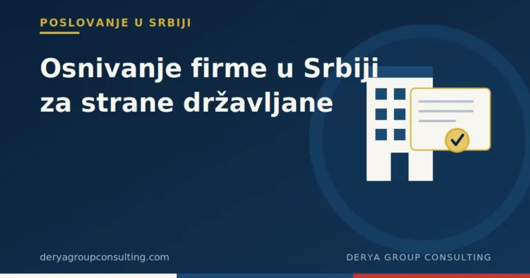 Ilustracija poslovne zgrade i sertifikata o registraciji firme za strane državljane