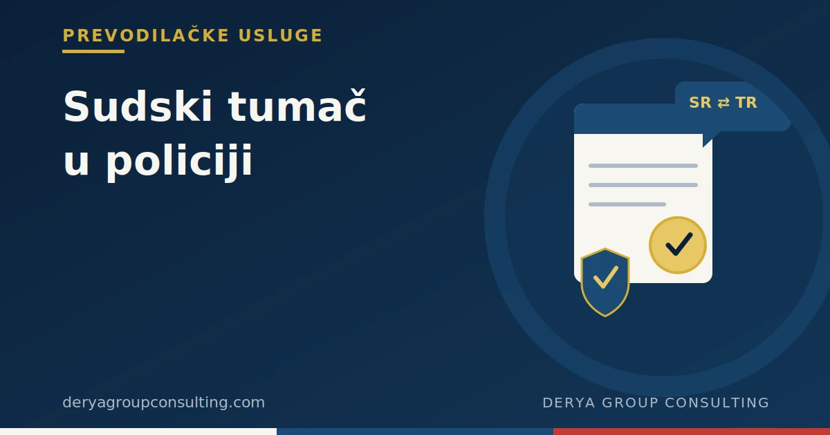 Dokument sa značkom, simbol prisustva sudskog tumača tokom postupka u policiji