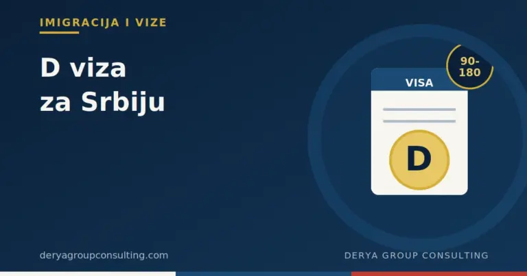 Ilustracija vizne nalepnice sa oznakom D i brojem dana boravka, simbol D vize za Srbiju
